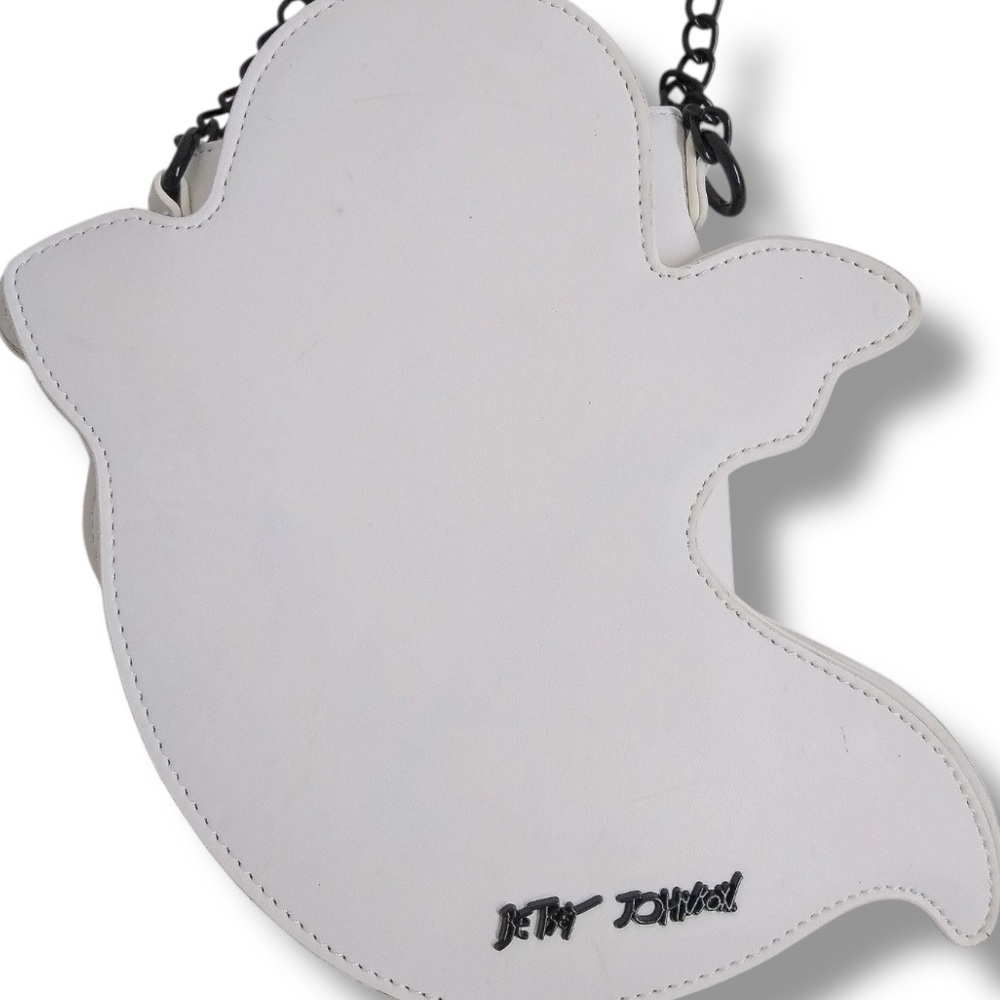RARE Betsey Johnson Halloween XOGHOSTY White Glitter Crossbody Bag With Pumpkin - Picture 3 of 7